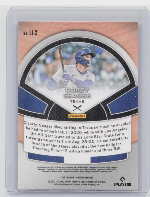 2022 Panini Prizm Corey Seager #LI-2 Rangers Lumber Inc. - Image 3