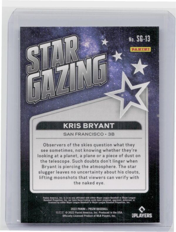 2022 Panini Prizm Kris Bryant #SG-13 Giants Star Gazing - Image 3