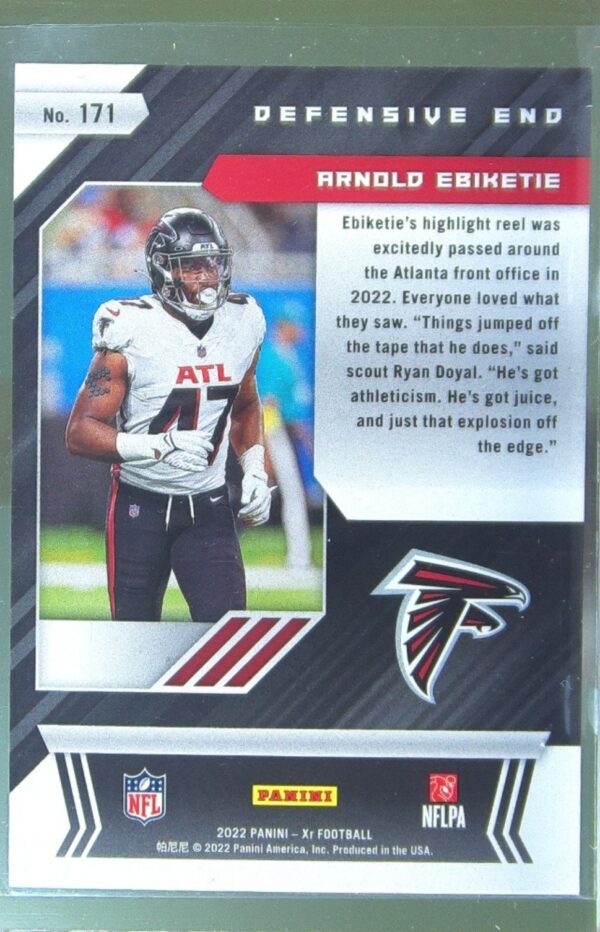 2022 Panini XR Arnold Ebiketie Red /249 RC #171 Falcons - Image 3