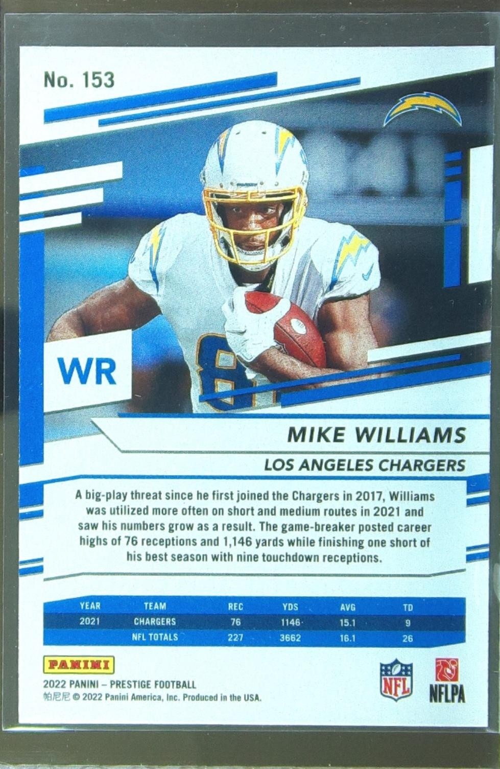 2022 Prestige Mike Williams Xtra Points Diamond #153 Chargers - Image 3