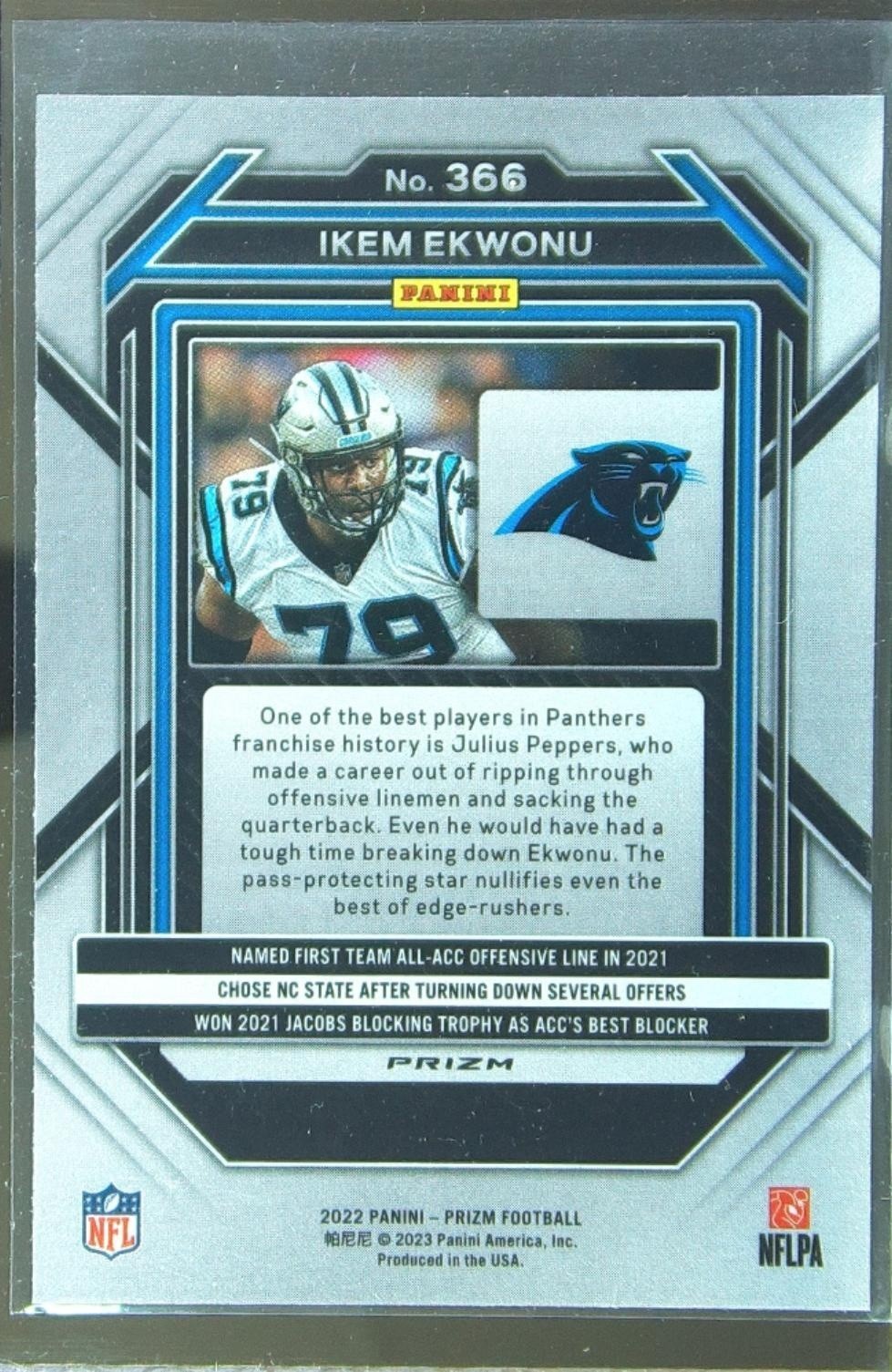 2022 Prizm Ikem Ekwonu Green RC #366 Panthers - Image 3