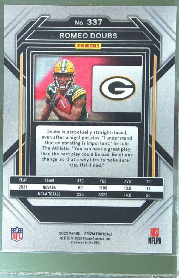 2022 Prizm Romeo Doubs RC #337 Packers - Image 3