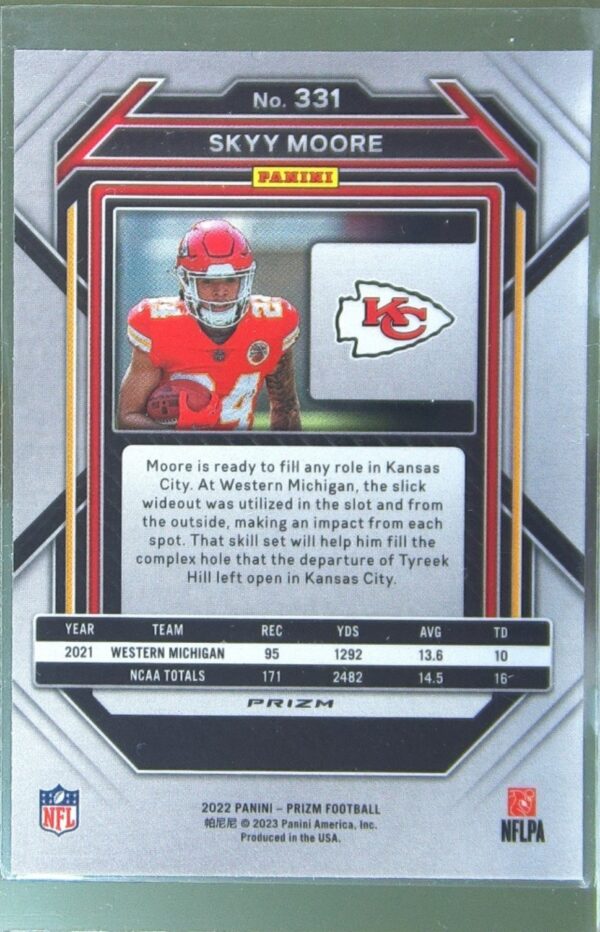 2022 Prizm Skyy Moore Red White and Blue RC #331 Chiefs - Image 3
