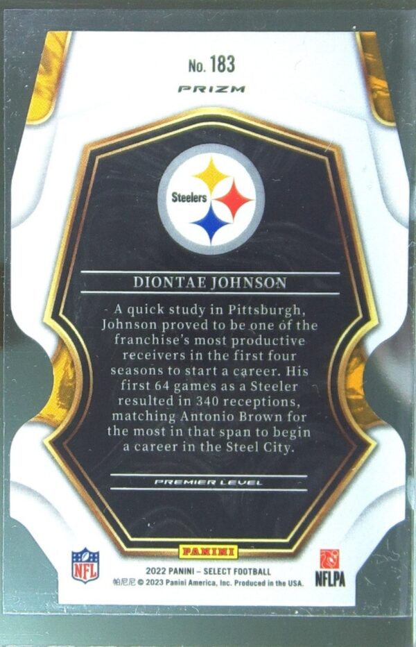 2022 Select Diontae Johnson Green and Yellow Prizm Die Cut #183 Steelers - Image 3