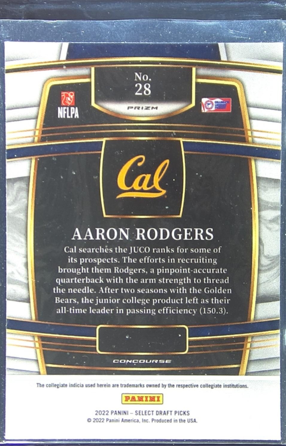 2022 Select Draft Picks Aaron Rodgers Red Lazer Prizm #28 Bears - Image 3