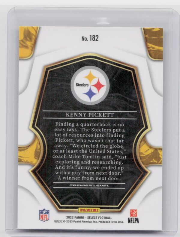 2022 Select Kenny Pickett RC #182 Steelers - Image 3