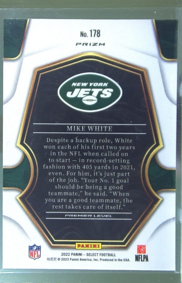 2022 Select Mike White Silver Prizm #178 Jets - Image 3