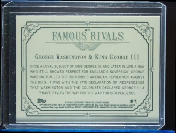 2022 Topps Allen & Ginter King George III / George Washington #FR-9 Famous Rival - Image 3