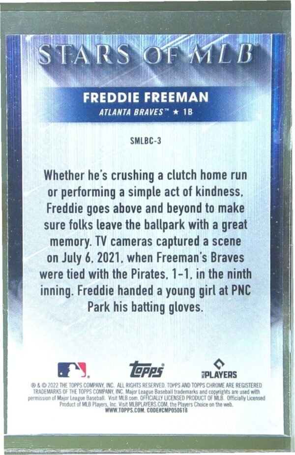 2022 Topps Freddie Freeman #SMLBC-3 Braves Stars of MLB Chrome Refractor - Image 3
