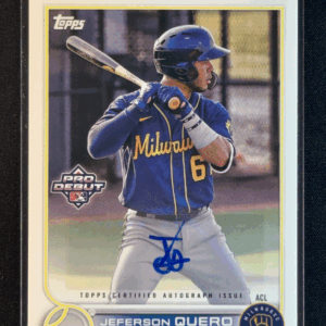 2022 Topps Pro Debut Jefferson Quero Gold Autograph Auto Rookie RC Brewers PD-6