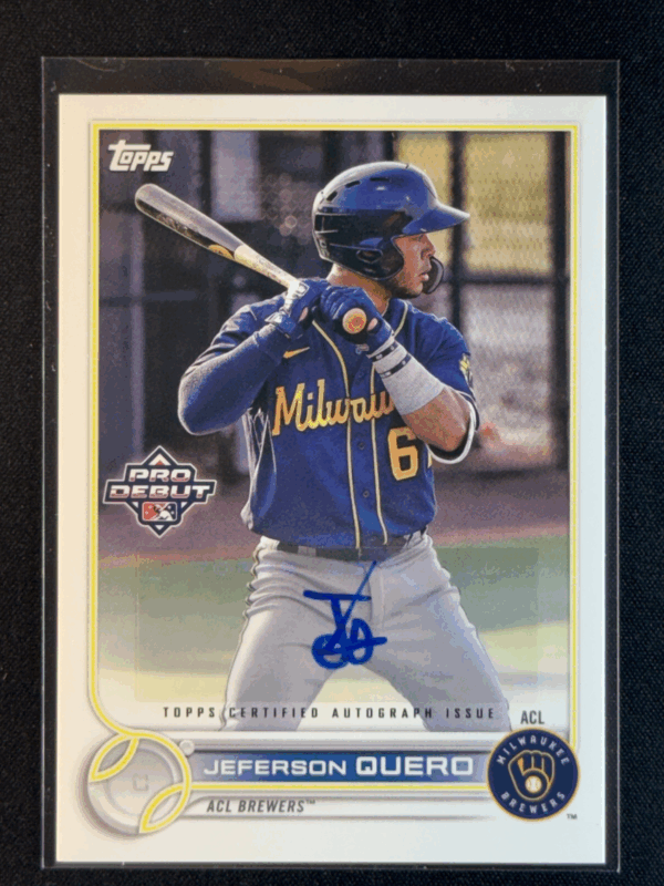 2022 Topps Pro Debut Jefferson Quero Gold Autograph Auto Rookie RC Brewers PD-6