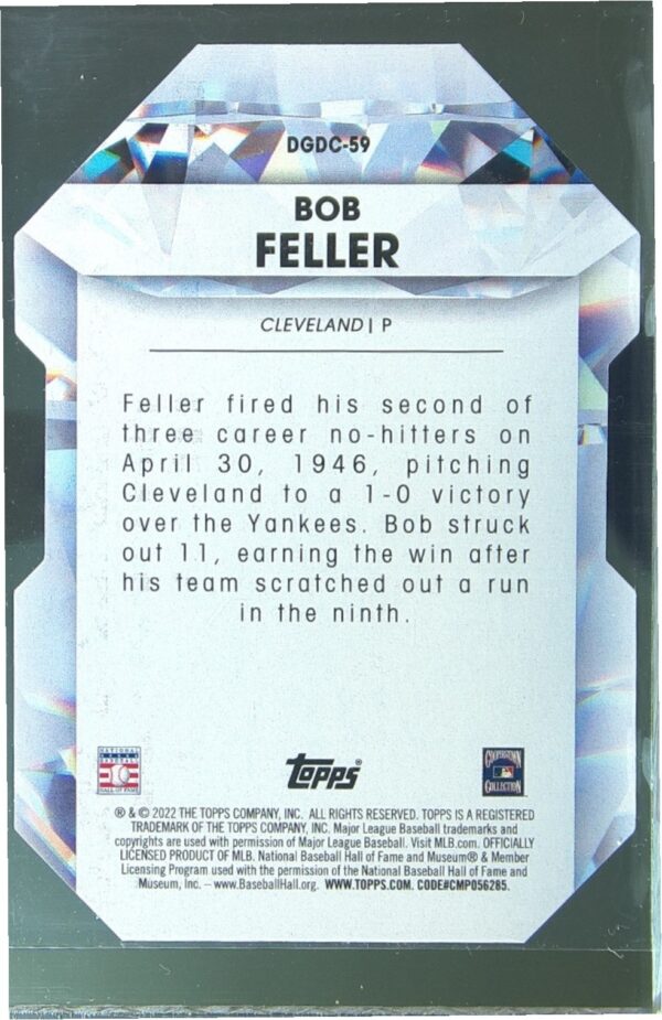 2022 Topps Update Bob Feller #DGDC-59 Indians Diamond Greats Die Cuts - Image 3