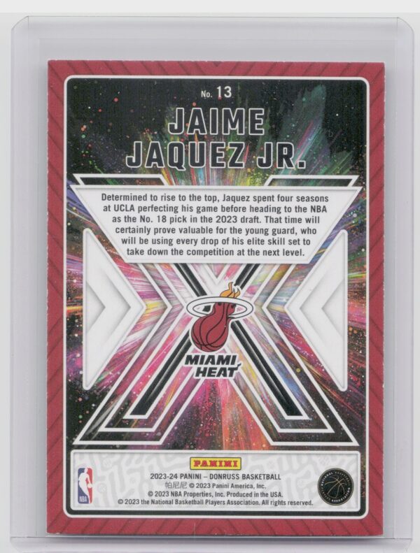 2023-24 Donruss Jaime Jaquez Jr. RC #13 Heat Great X Pectations - Image 3