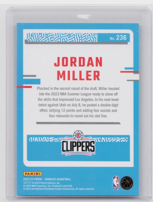 2023-24 Donruss Jordan Miller Green Laser Holo #236 Clippers - Image 3
