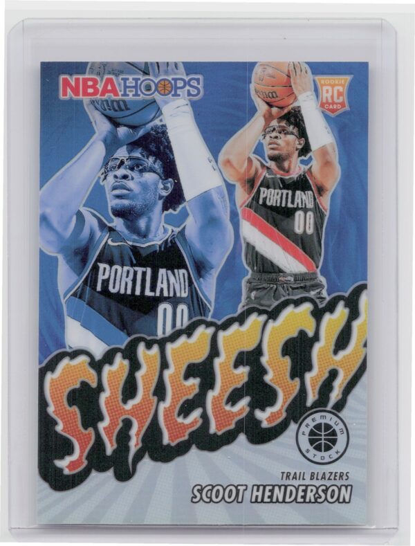 2023-24 Hoops Premium Stock Scoot Henderson RC 23 Blazers Sheesh Silver Prizm