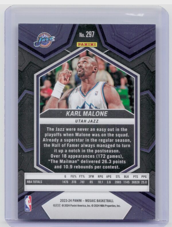 2023-24 Panini Mosaic Karl Malone 297 Jazz - Image 3