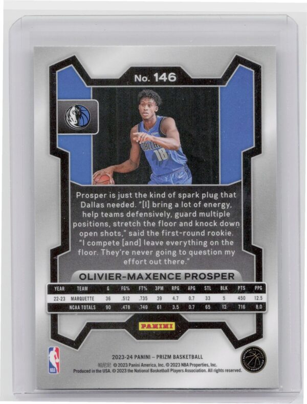 2023-24 Prizm Olivier-Maxence Prosper RC #146 Mavericks - Image 3