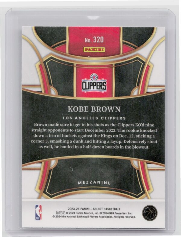 2023-24 Select Kobe Brown RC #320 Clippers - Image 3