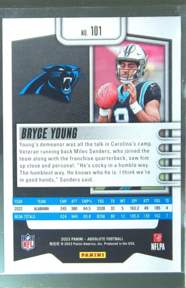 2023 Absolute Bryce Young Retail RC #101 Panthers - Image 3