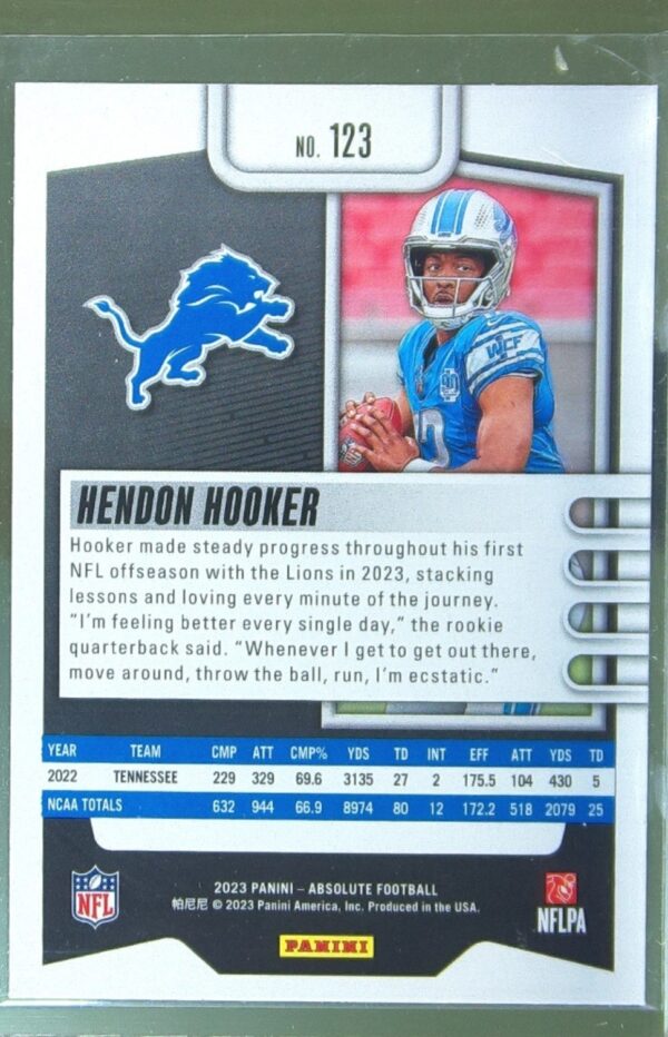 2023 Absolute Hendon Hooker Retail RC #123 Lions - Image 3