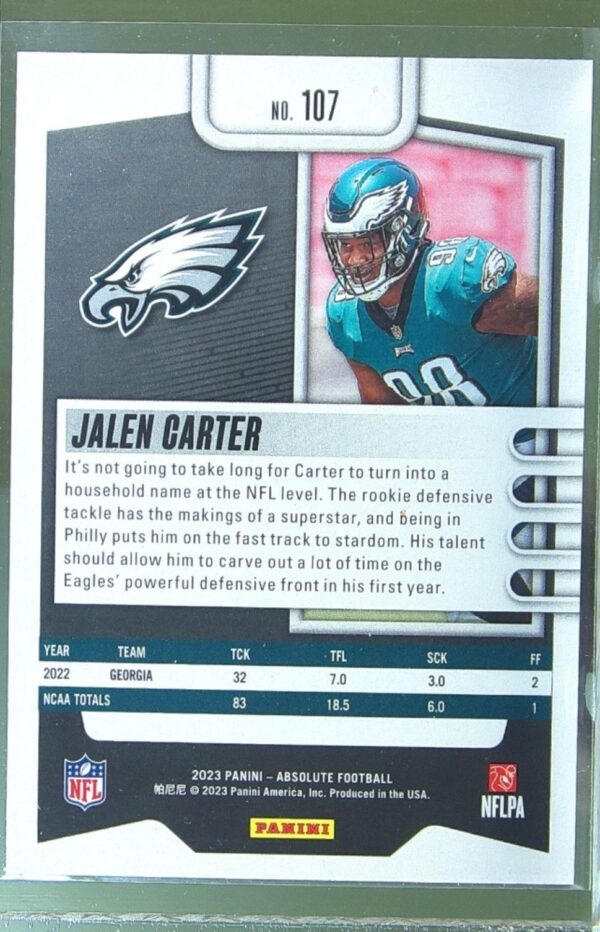 2023 Absolute Jalen Carter Retail RC #107 Eagles - Image 3