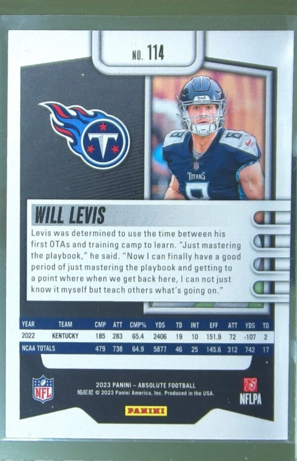 2023 Absolute Will Levis Retail RC #114 Titans - Image 3