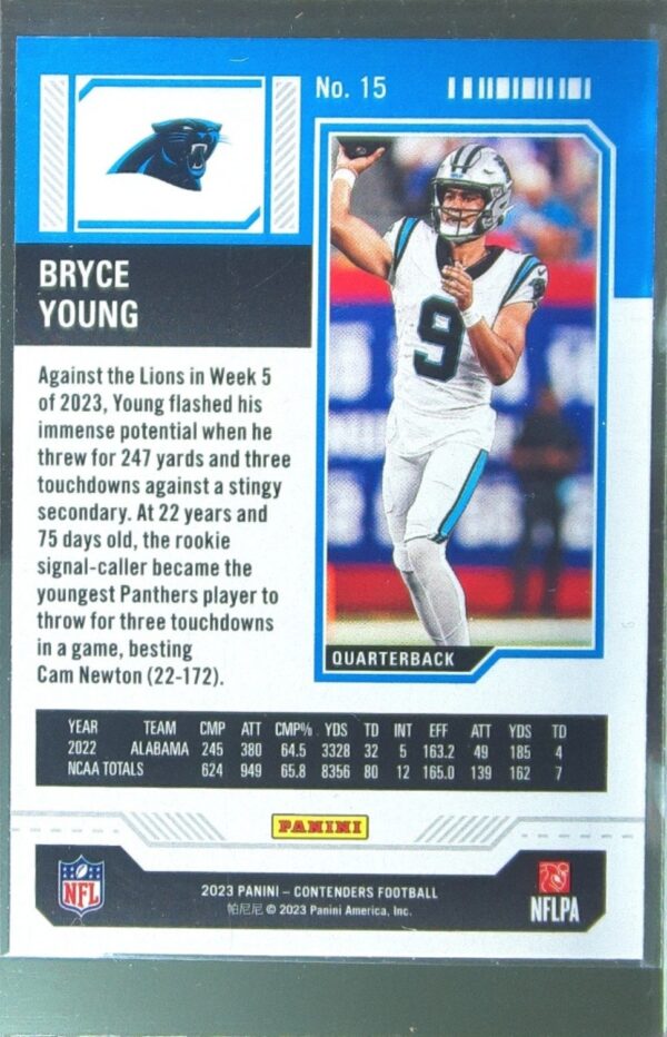 2023 Contenders Bryce Young Game Ticket Bronze RC #15 Panthers - Image 3