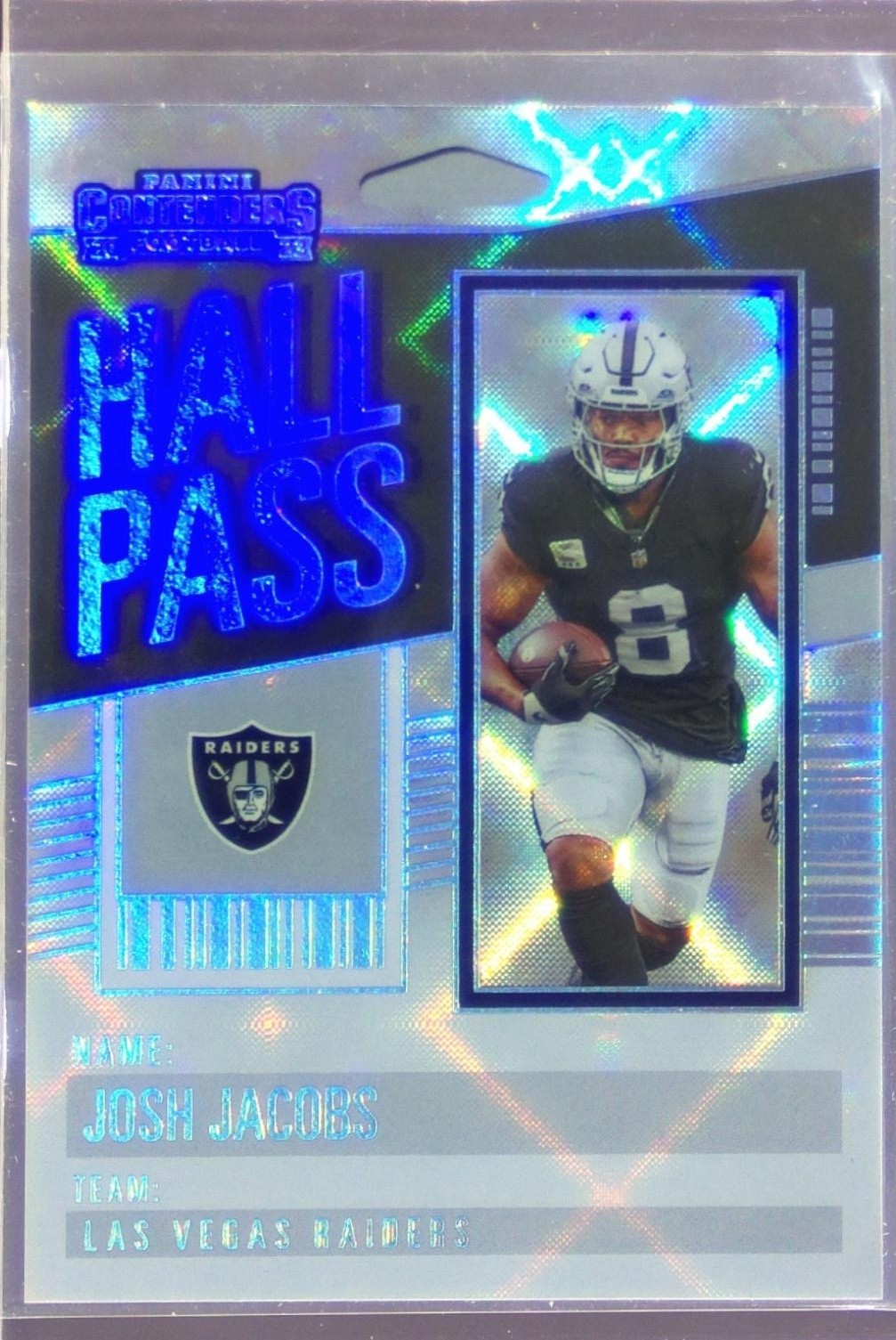 2023 Contenders Josh Jacobs RC #12 Raiders Hall Pass Silver