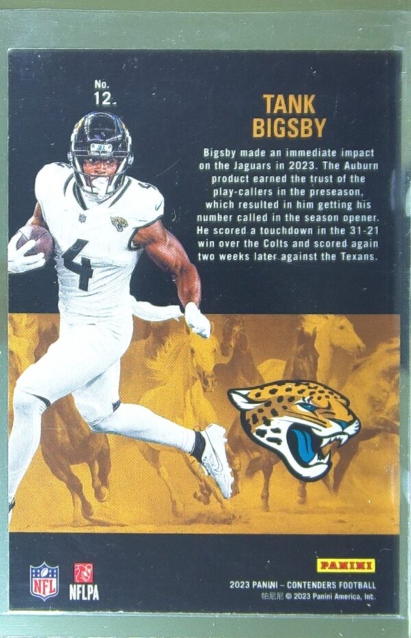 2023 Contenders Tank Bigsby RC #12 Jaguars Rookie Stallions - Image 3