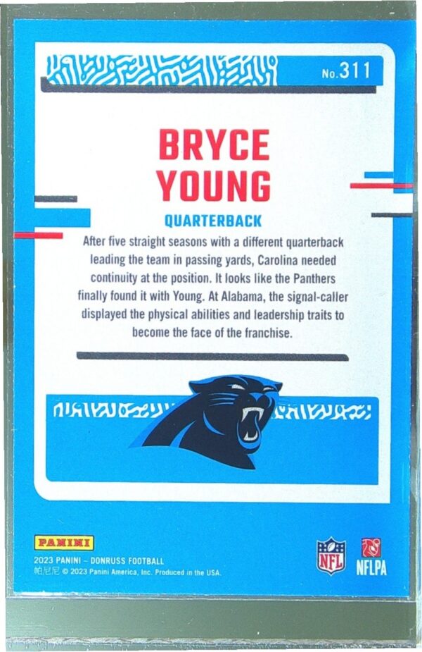 2023 Donruss Bryce Young RC #311 Panthers - Image 3