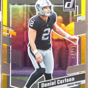 2023 Donruss Daniel Carlson Press Proof Gold Die Cut /25 #173 Raiders
