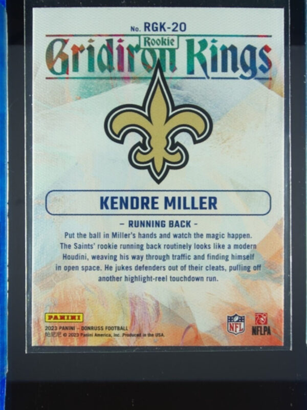 2023 Donruss Kendre Miller #RGK-20 Saints Rookie Gridiron Kings - Image 3