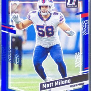2023 Donruss Matt Milano Press Proof Blue #34 Bills