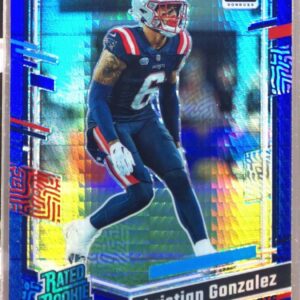 2023 Donruss Optic Christian Gonzalez RC Blue Hyper #274 Patriots