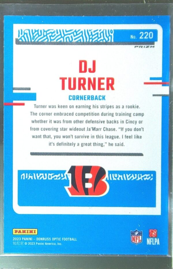 2023 Donruss Optic DJ Turner Pink RC #220 Bengals - Image 3