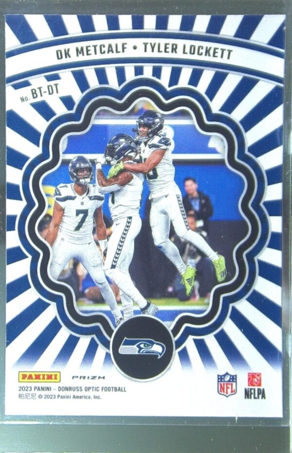 2023 Donruss Optic DK Metcalf / Tyler Lockett #BT-DT Seahawks Best Tuddys holo - Image 3