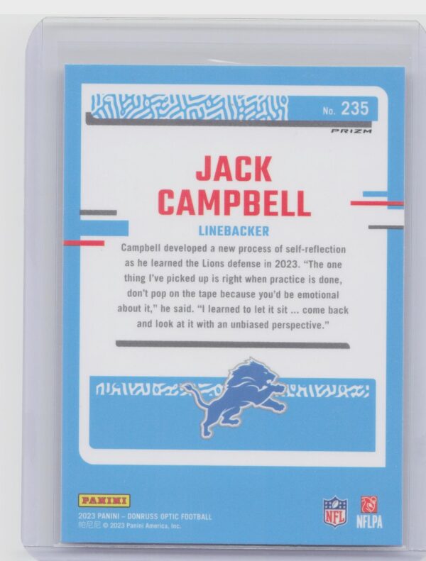 2023 Donruss Optic Jack Campbell Holo #235 Lions - Image 3