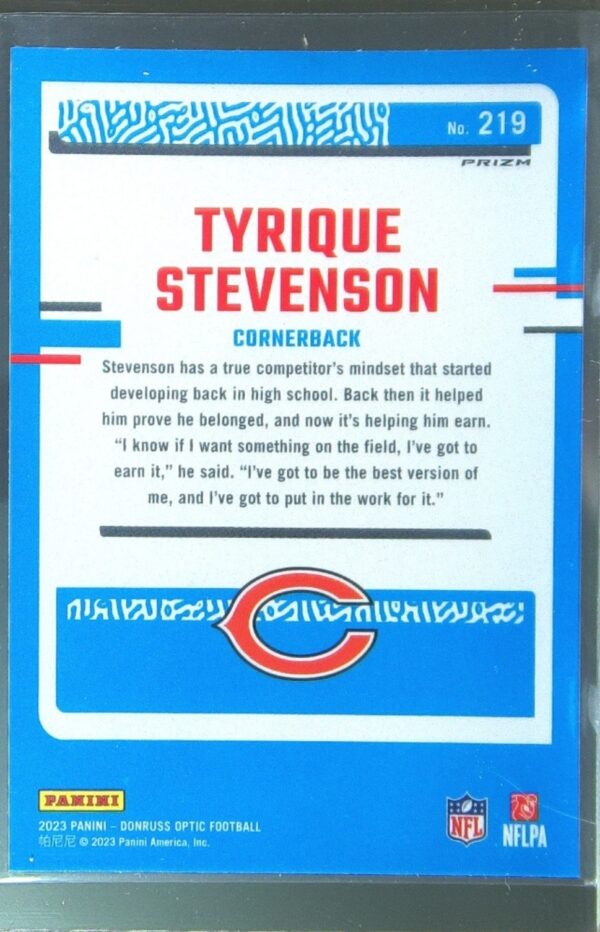 2023 Donruss Optic Tyrique Stevenson Pink RC #219 Bears - Image 3
