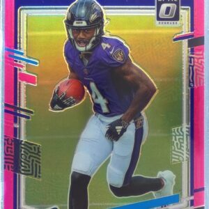 2023 Donruss Optic Zay Flowers Pink RC #210 Ravens