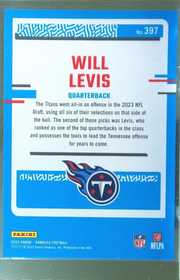 2023 Donruss Will Levis RC #397 Titans - Image 3