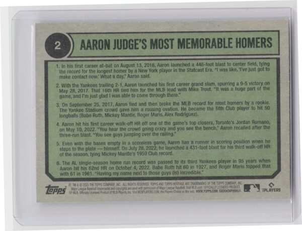 2023 Heritage Aaron Judge's Most Memorable Homers #2 Yankees - Image 3