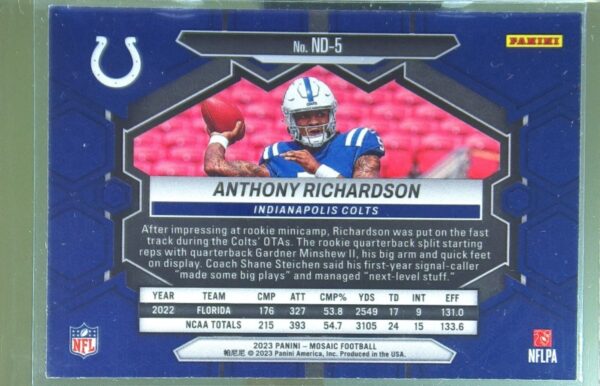 2023 Mosaic Anthony Richardson RC #ND-5 Colts - Image 3