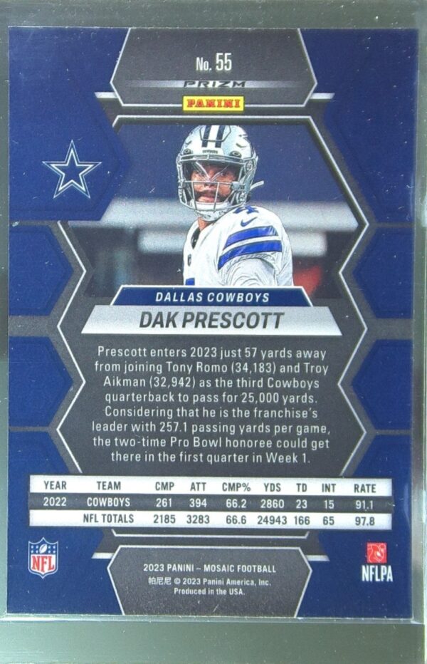 2023 Mosaic Dak Prescott Camo Pink Mosaic #55 Cowboys - Image 3
