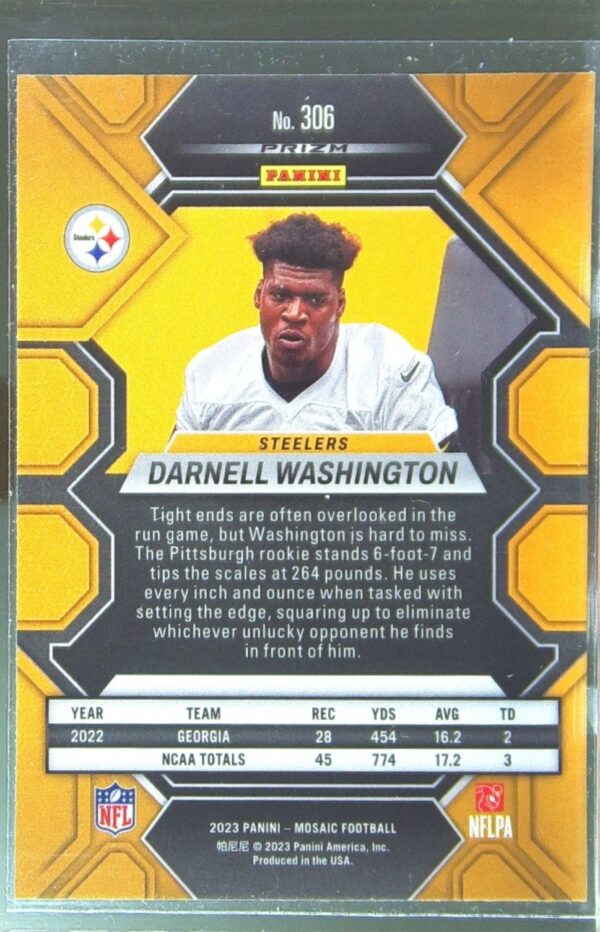 2023 Mosaic Darnell Washington Mosaic #306 Steelers - Image 3