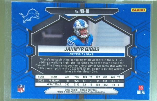 2023 Mosaic Jahmyr Gibbs NFL Debut RC #ND-10 Lions - Image 3