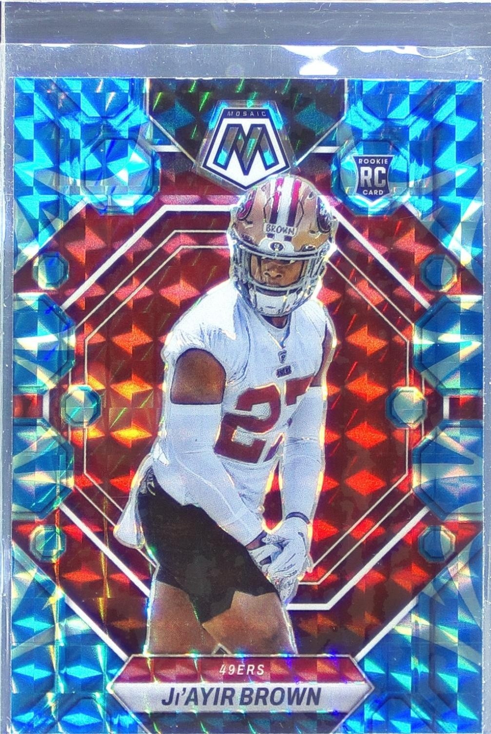 2023 Mosaic Ji'Ayir Brown Reactive Blue Mosaic #334 49ers