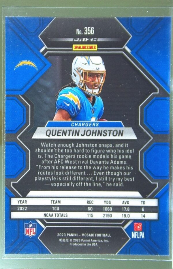 2023 Mosaic Quentin Johnston Reactive Blue Mosaic #356 Chargers - Image 3