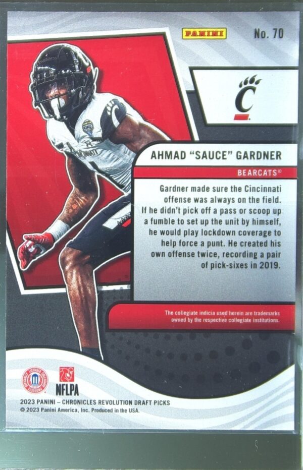 2023 Panini Chronicles Draft Picks Ahmad "Sauce" Gardner #70 Bearcats Revolution - Image 3