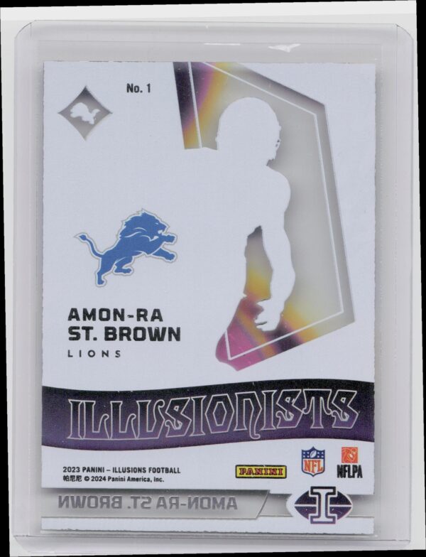 2023 Panini Illusions Amon-Ra St. Brown #1 Lions Illusionists Emerald - Image 3