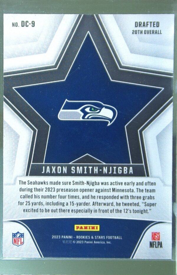 2023 Panini Rookies & Stars Jaxon Smith-Njigba RC #DC-9 Seahawks Draft Class - Image 3